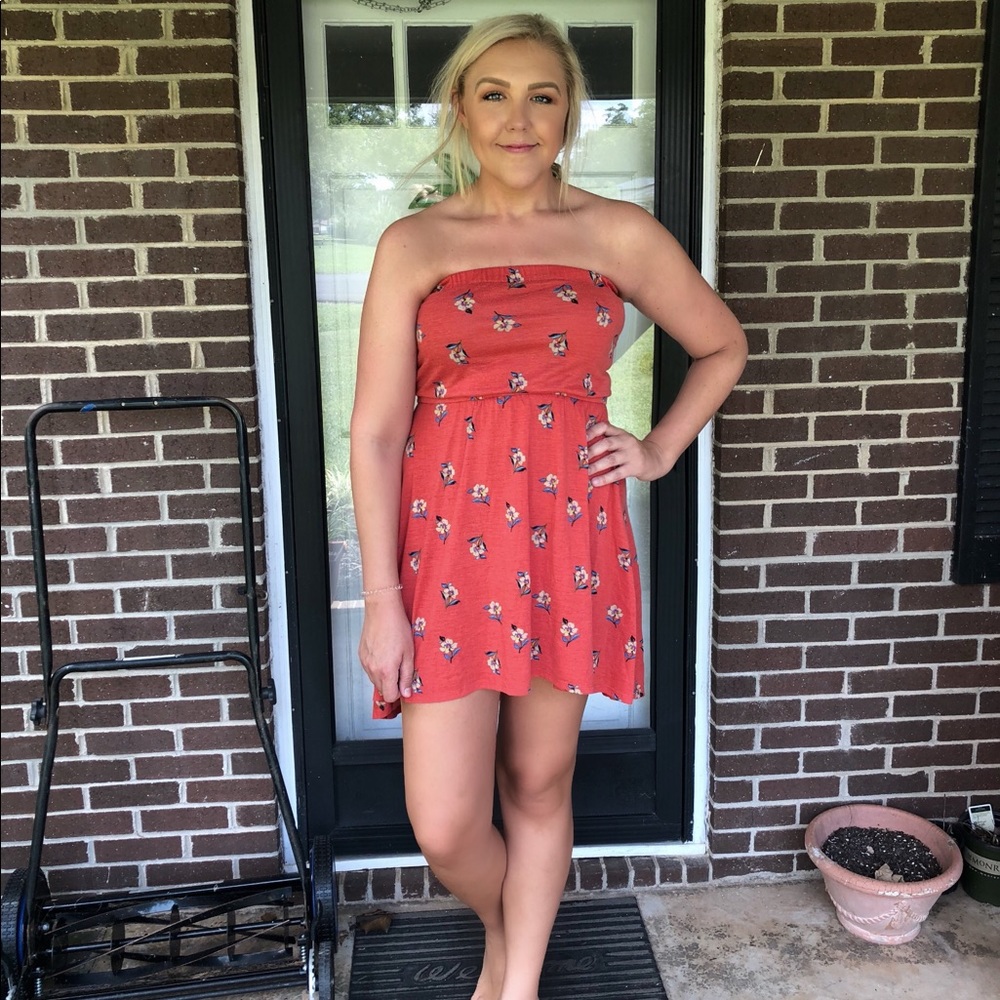 High/Low strapless cotton sun dress